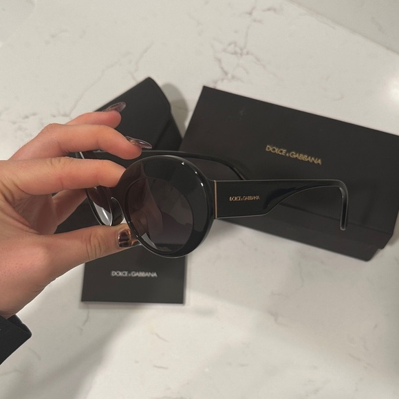 Dolce & Gabbana Oval Black Sunglasses - Picture 2 of 5
